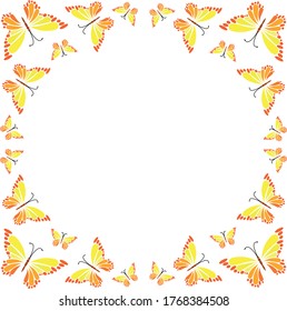 Frame for a document, illustration, or photo from vector images of butterflies