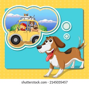 A frame with a dog with an empty callout illustration
