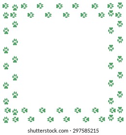 Frame with dog tracks isolated on white background. Vector illustration.