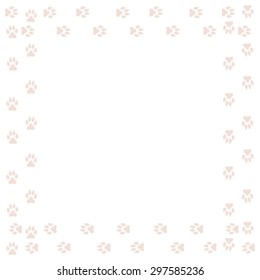 Frame with dog tracks isolated on white background. Vector illustration.
