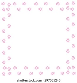 Frame with dog tracks isolated on white background. Vector illustration.