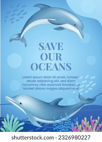 frame dolphin save our oceans poster