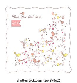 frame with doodle birds