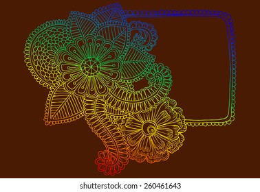 Frame with doodle flowers