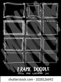 Frame doodle illustration wallpaper background line sketch style set on chalkboard