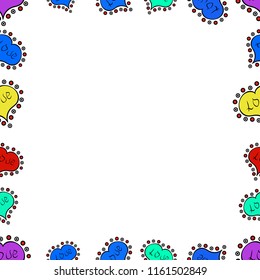 Frame doodle. Seamless pattern. Vector element template. Illustration in white, blue and black colors.