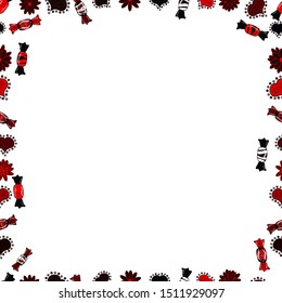 Frame doodle. Vector element template. Seamless pattern. Illustration in white, black and red colors.