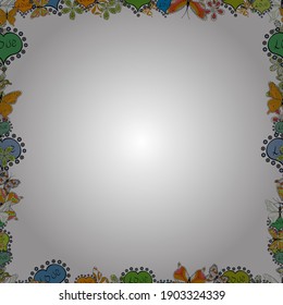 Frame doodle. Vector illustration. Picture in white, yellow and green colors. Seamless. Element template.