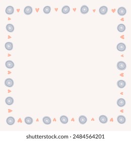 Frame with dots and hearts shapes. Illustration for children trendy design with dots and hearts shapes.