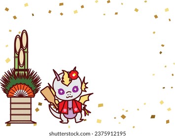 Frame with dragon character illustration