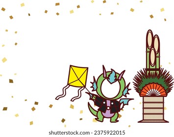 Frame with dragon character illustration