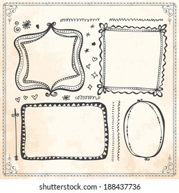 frame drawing vector drawn doodle calligraphy classic framework and design elements frame drawing vector drawn doodle calligraphy straight classic vegetation wildflower nails fingers border single lea