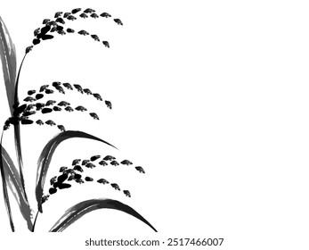 Frame drawn with a brush of rice ears Vector illustration