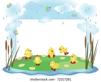 Frame with ducklings