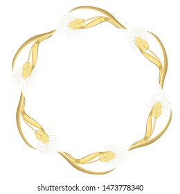 Frame of ears of wheat isolated on a white background. Vector graphics.