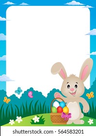 Frame with Easter basket and bunny 3 - eps10 vector illustration.