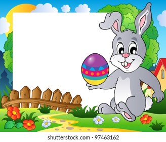 Frame with Easter bunny theme 3 - vector illustration.