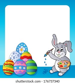 Frame with Easter bunny topic 1 - eps10 vector illustration.