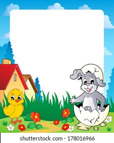 Frame with Easter bunny topic 8 - eps10 vector illustration.