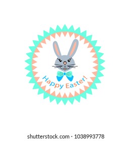 Frame with Easter bunny. Vector concept for festive card or poster.
