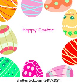 Frame of Easter eggs decorated with ornament.