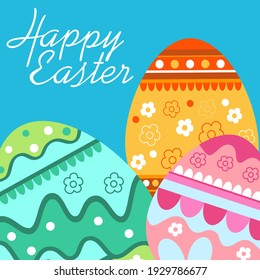 Frame with Easter eggs with lettering. Masket obiects isolated. Multy colors. Isolated elements for Easter greeting card, template for invitation, banner, sale posters, advertisements. Vector EPS 8.
