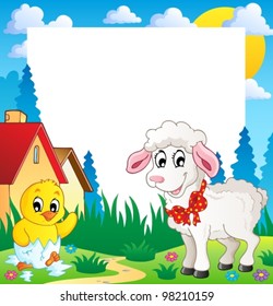 Frame with Easter theme 4 - vector illustration.