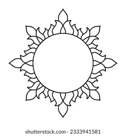 Rahmen in östlicher Tradition. Stilvolles Dekorationsmuster zum Dekorieren von Cover für Bücher, Notizbuch, Korb, Magazin, Postkarte und Ordner. Blume einfache Mandala im mehndi-Stil. 
