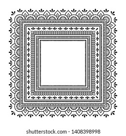 Frame in the eastern tradition. Stylized with henna tattoos decorative pattern for decorating covers for book, notebook, casket, magazine, postcard and folder. Flower in mehndi style. 