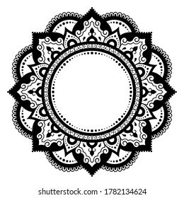 Frame in eastern tradition. Stylized with henna tattoos decorative pattern for decorating covers for book, notebook, casket, magazine, postcard and folder. Flower mandala in mehndi style.