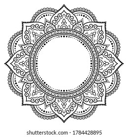 Frame in eastern tradition. Stylized with henna tattoos decorative pattern for decorating covers for book, notebook, casket, magazine, postcard and folder. Flower mandala in mehndi style.