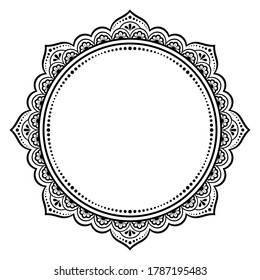 Frame in eastern tradition. Stylized with henna tattoos decorative pattern for decorating covers for book, notebook, casket, magazine, postcard and folder. Flower mandala in mehndi style.