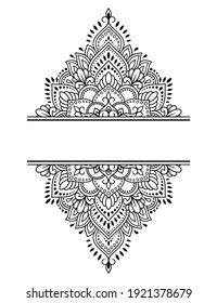 Frame in eastern tradition. Stylized with henna tattoos decorative pattern for decorating covers for book, notebook, casket, magazine, postcard and folder. Flower mandala in mehndi style.