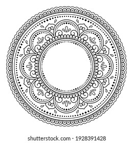 Frame in eastern tradition. Stylized with henna tattoos decorative pattern for decorating covers for book, notebook, casket, magazine, postcard and folder. Flower mandala in mehndi style.