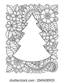 Frame in eastern tradition. Stylized with henna tattoos decorative pattern for decorating covers for book, notebook, casket, magazine, postcard and folder. New Year's tree in the style of mehndi.