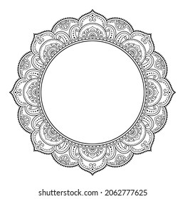 Frame in eastern tradition. Stylized with henna tattoos decorative pattern for decorating covers for book, notebook, casket, magazine, postcard and folder. Flower mandala in mehndi style.