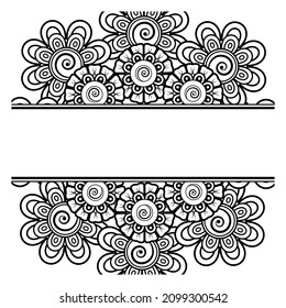 Frame in eastern tradition. stylized with henna tattoos decorative pattern for decorating covers for book, notebook, casket, magazine, postcard and folder.