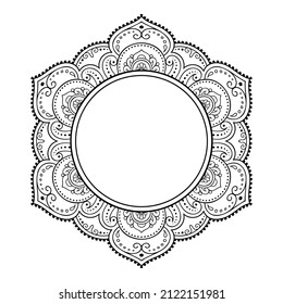 Marco de la tradición oriental. Estilizado con tatuajes de henna patrón decorativo para la decoración de carátulas para libro, cuaderno, cajón, revista, postal y carpeta. Mandala de flores al estilo mehndi.