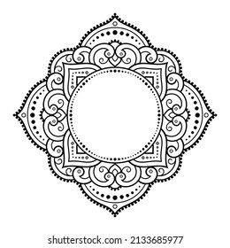 Frame in eastern tradition. Stylized with henna tattoos decorative pattern for decorating covers for book, notebook, casket, magazine, postcard and folder. Flower border in mehndi style.