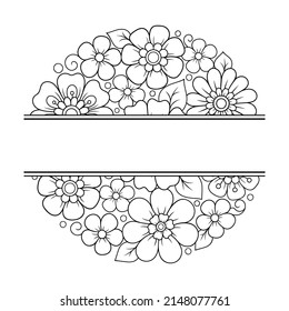 Rahmen in östlicher Tradition. Stilisiert mit Henna-Tattoos dekorative Muster für die Dekoration von Cover für Buch, Notizbuch, Korb, Magazin, Postkarte und Ordner. Blumengrenze im mediterranen Stil.