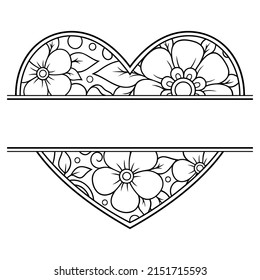 Frame in eastern tradition. Stylized with henna tattoos decorative pattern for decorating covers for book, notebook, casket, magazine, postcard and folder. Flower Heart in mehndi style.
