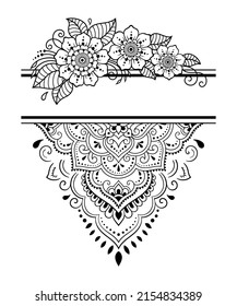 Frame in eastern tradition. Stylized with henna tattoos decorative pattern for decorating covers for book, notebook, casket, magazine, postcard and folder. Flower border in mehndi style.