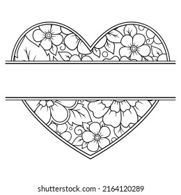 Frame in eastern tradition. Stylized with henna tattoos decorative pattern for decorating covers for book, notebook, casket, magazine, postcard and folder. Flower Heart in mehndi style.