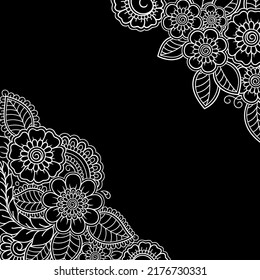 Rahmen in östlicher Tradition. Stilisiert mit Henna-Tattoos dekorative Muster für die Dekoration von Cover für Buch, Notizbuch, Korb, Magazin, Postkarte und Ordner. Blumengrenze im mediterranen Stil.