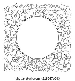 Frame in eastern tradition. Stylized with henna tattoos decorative pattern for decorating covers for book, notebook, casket, magazine, postcard and folder. Flower border in mehndi style.