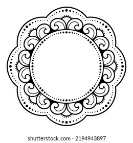 Frame in eastern tradition. Stylized with henna tattoos decorative pattern for decorating covers for book, notebook, casket, magazine, postcard and folder. Flower border in mehndi style.