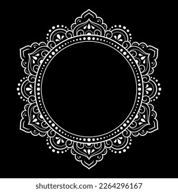 Frame in eastern tradition. Stylized with henna tattoos decorative pattern for decorating covers for book, notebook, casket, magazine, postcard and folder. Flower border in mehndi style.