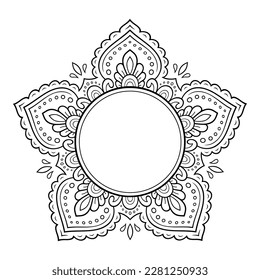 Frame in eastern tradition. Stylized with henna tattoos decorative pattern for decorating covers for book, notebook, casket, magazine, postcard and folder. Flower border in mehndi style.