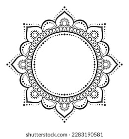 Frame in eastern tradition. Stylized with henna tattoos decorative pattern for decorating covers for book, notebook, casket, magazine, postcard and folder. Flower border in mehndi style.