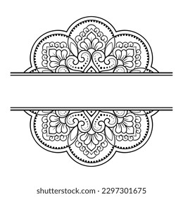 Frame in eastern tradition. Stylized with henna tattoos decorative pattern for decorating covers for book, notebook, casket, magazine, postcard and folder. Flower border in mehndi style.